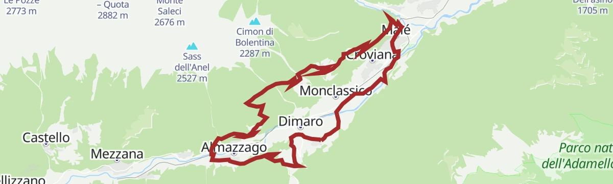 Route map: Dolomiti di Brenta Bike Explorer - Val di Sole: I masi di Bolentina